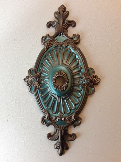 Exquisite Royal Vintage Look Turquoise Brass Bronze Hand Painted